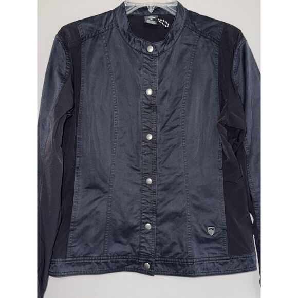 Kuhl Womens Luna Moto Jacket Canvas Dark Gray Black Snaps Stretch Panels Medium - Picture 4 of 15